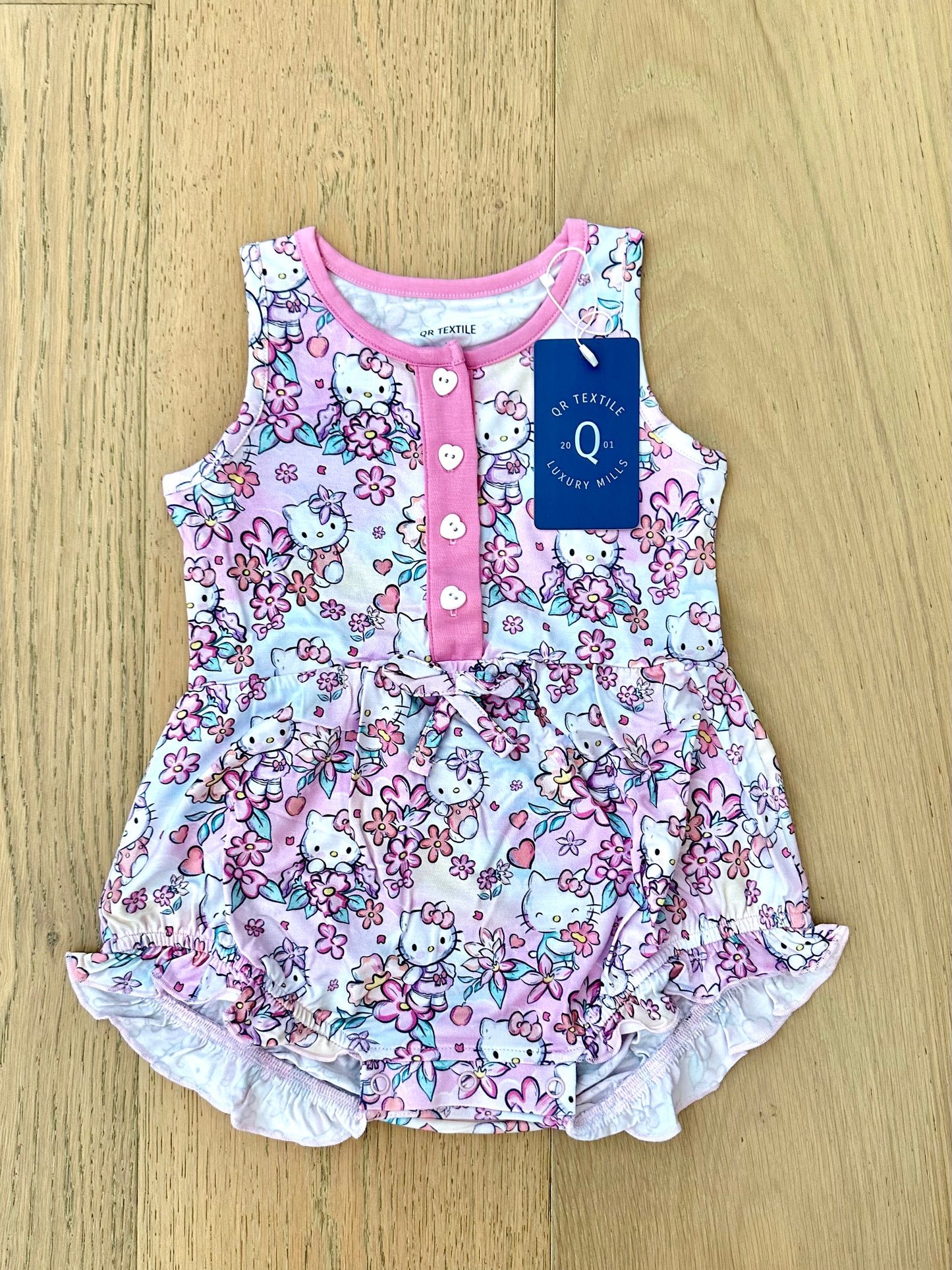 Bamboo Bubble Romper (ADELINE)- HELLO FLORAL KITTY