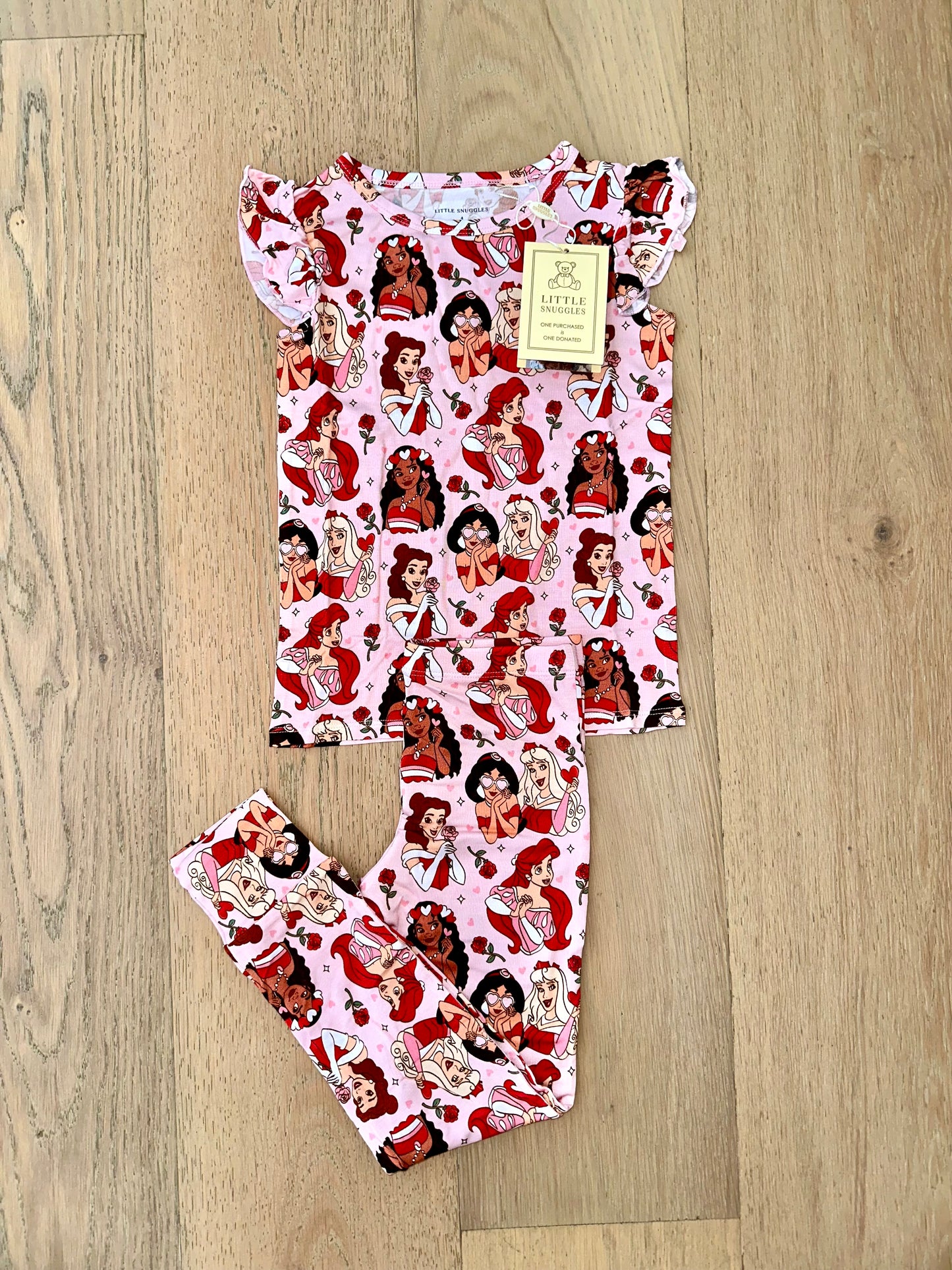 Bamboo Flutter Sleeve Lounge Set (PENELOPE)- TRUE LOVE ROYAL VALENTINE