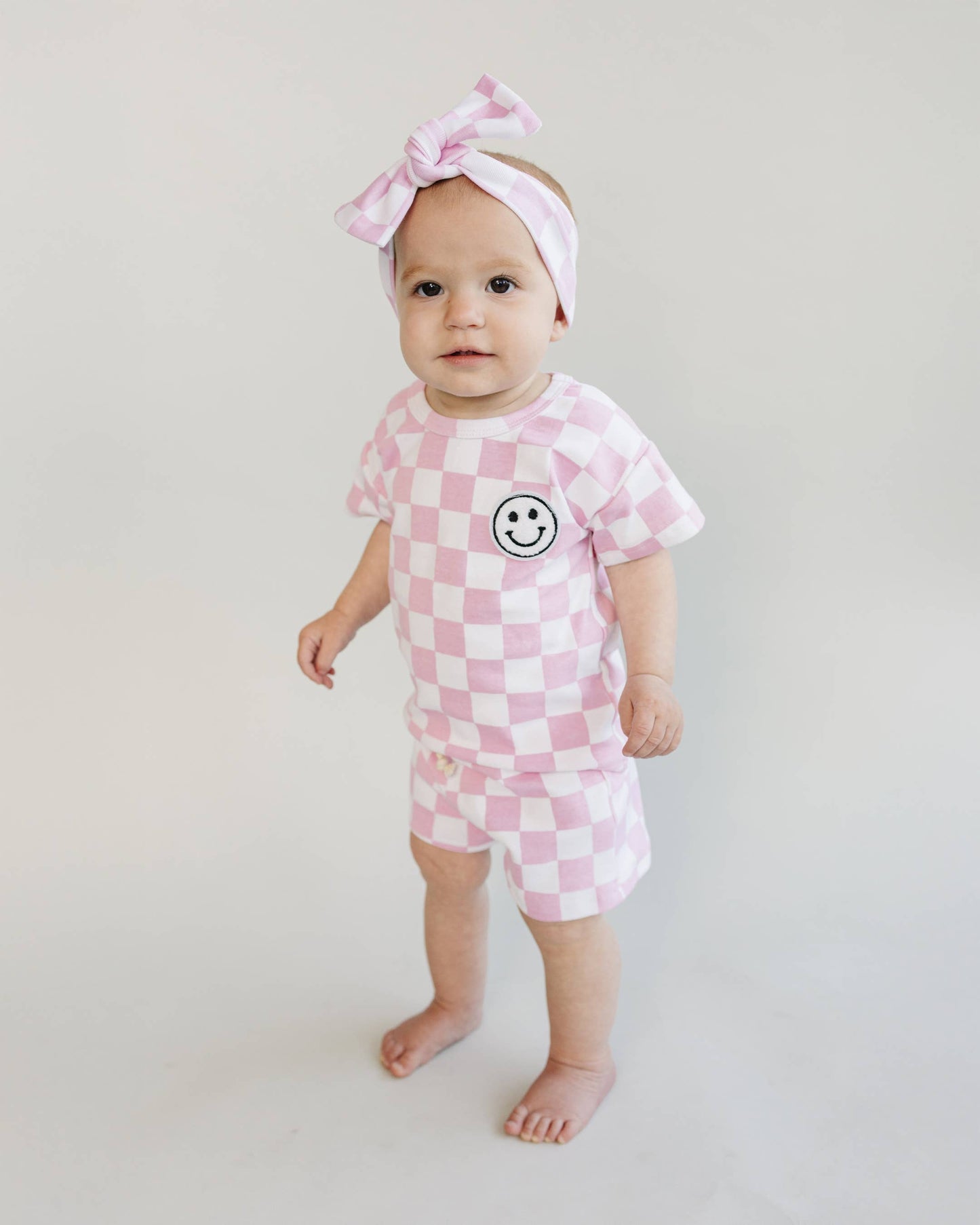 Checkered Shorts Set | Pink: 3T
