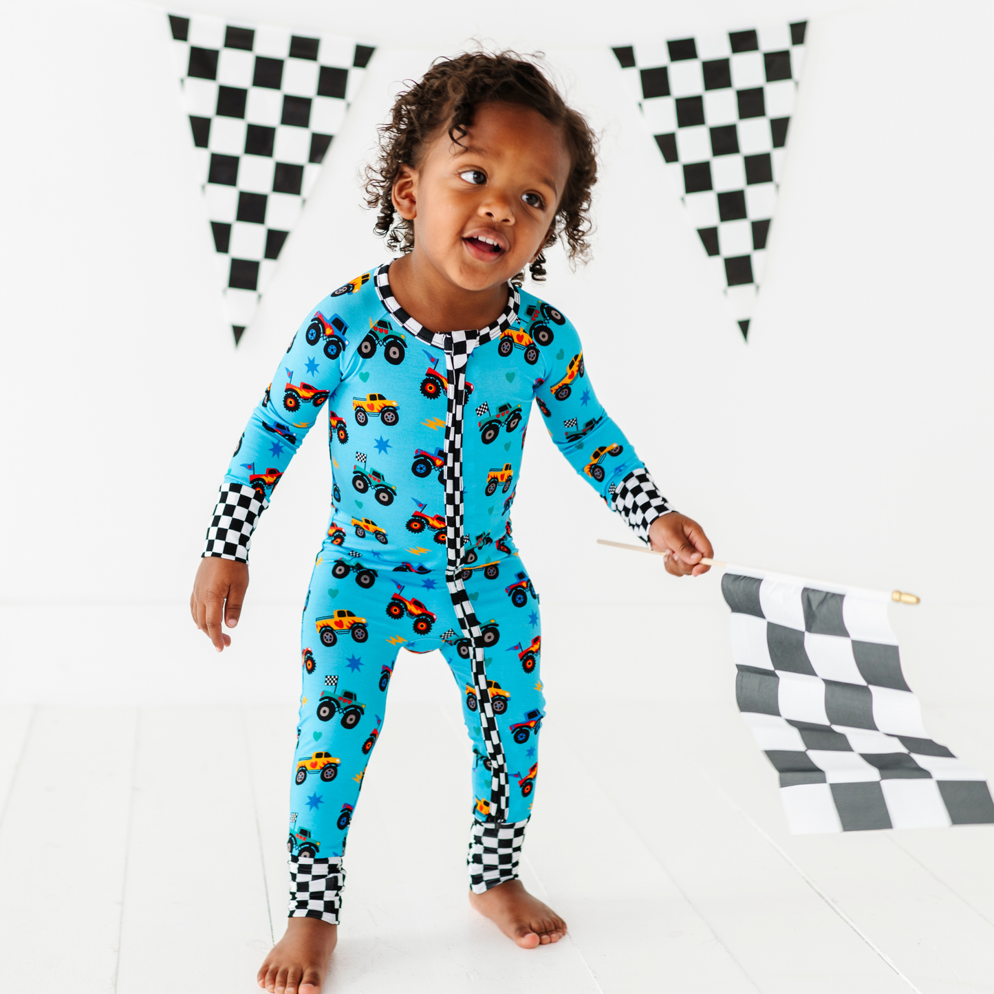 Blue Monster Truck Convertible Footie: 0-3 Months