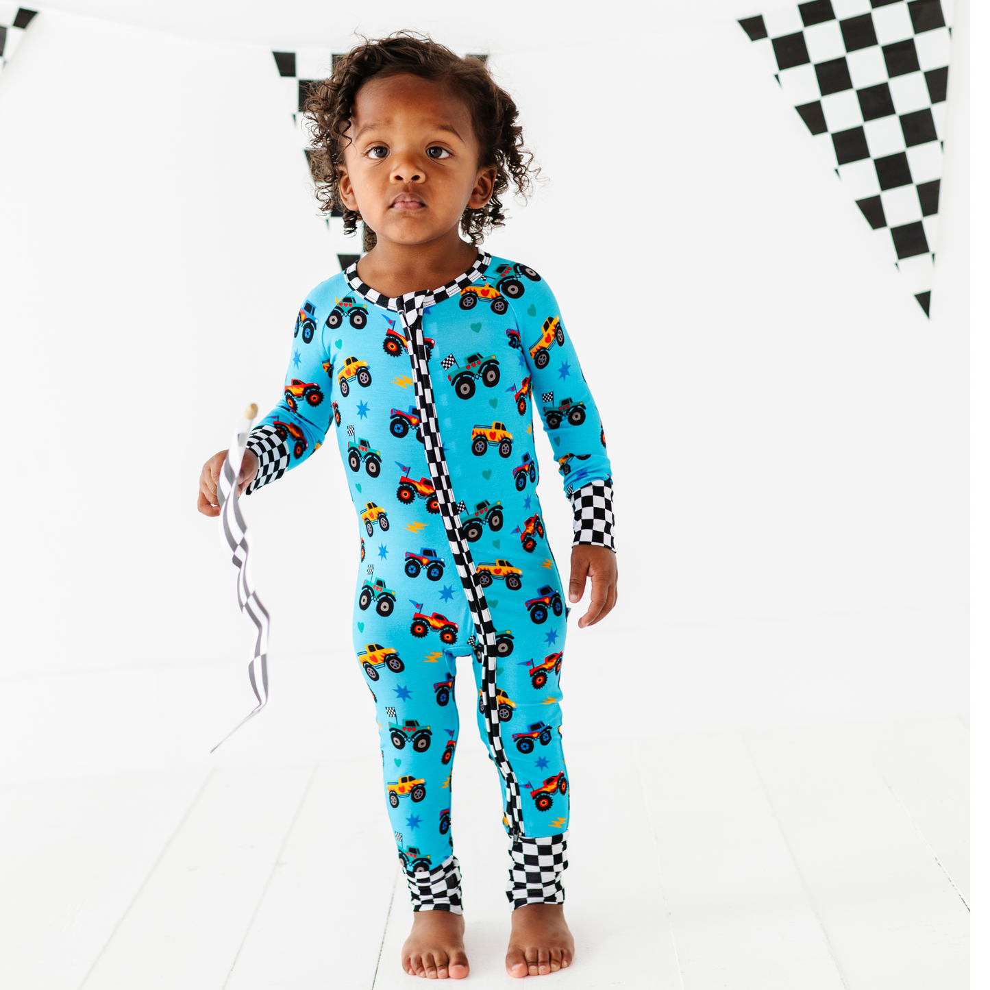 Blue Monster Truck Convertible Footie: 0-3 Months