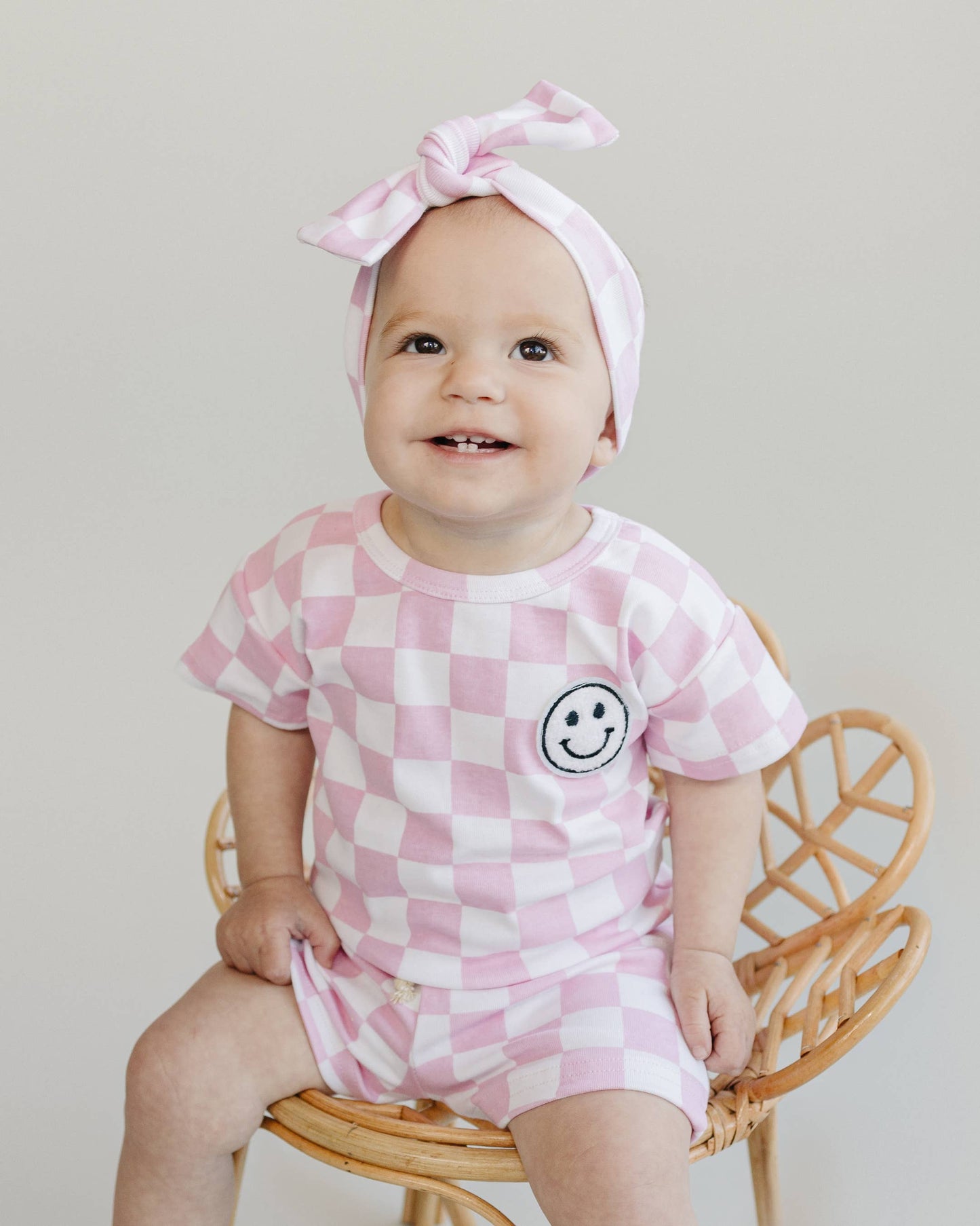 Checkered Shorts Set | Pink: 3T