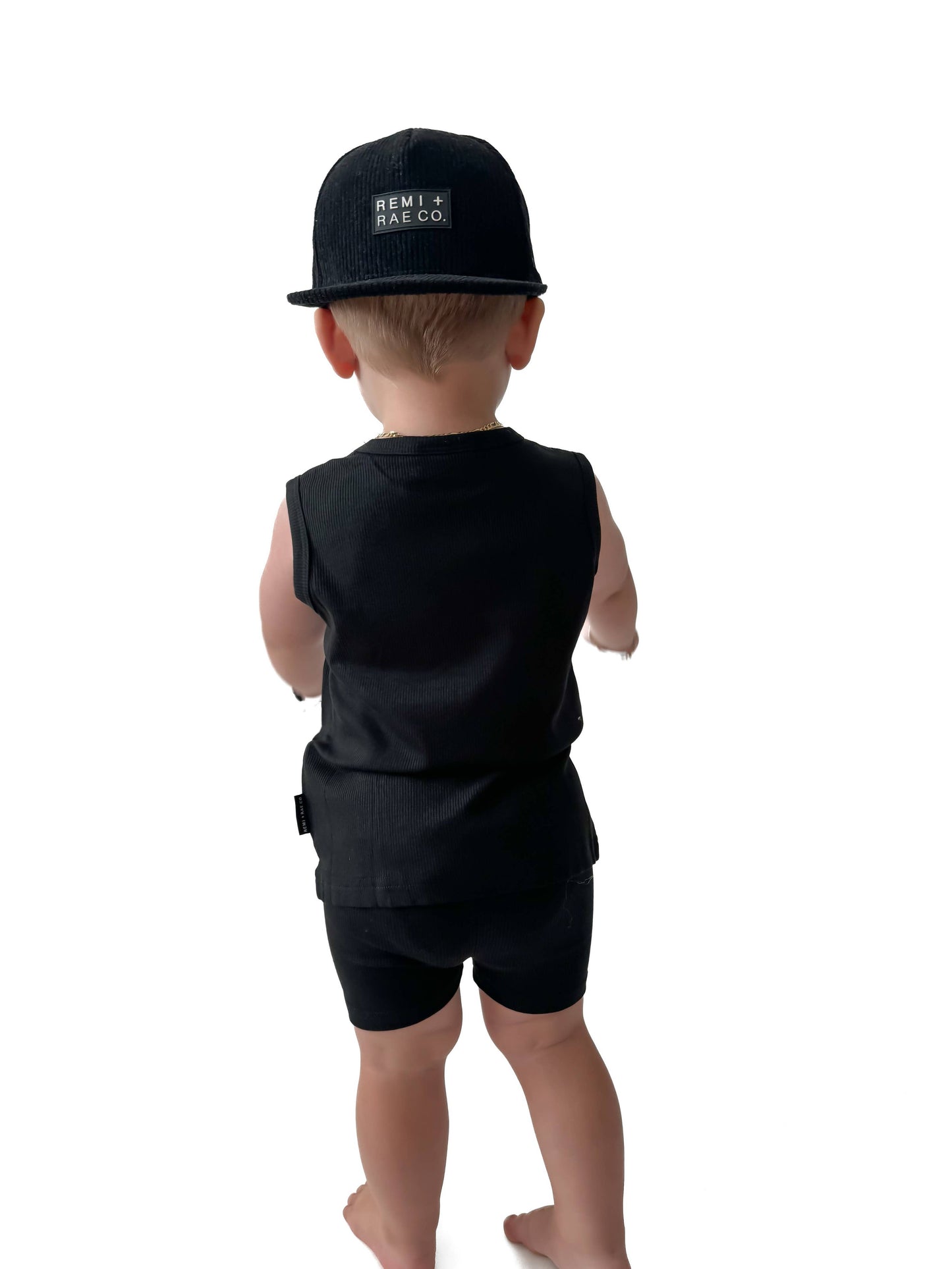 BAMBOO RIBBED BIKER SHORTS - BLACK: 4T