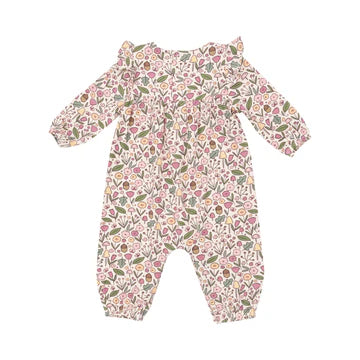 Ruffle Sleeve Romper- ACORN FLORAL