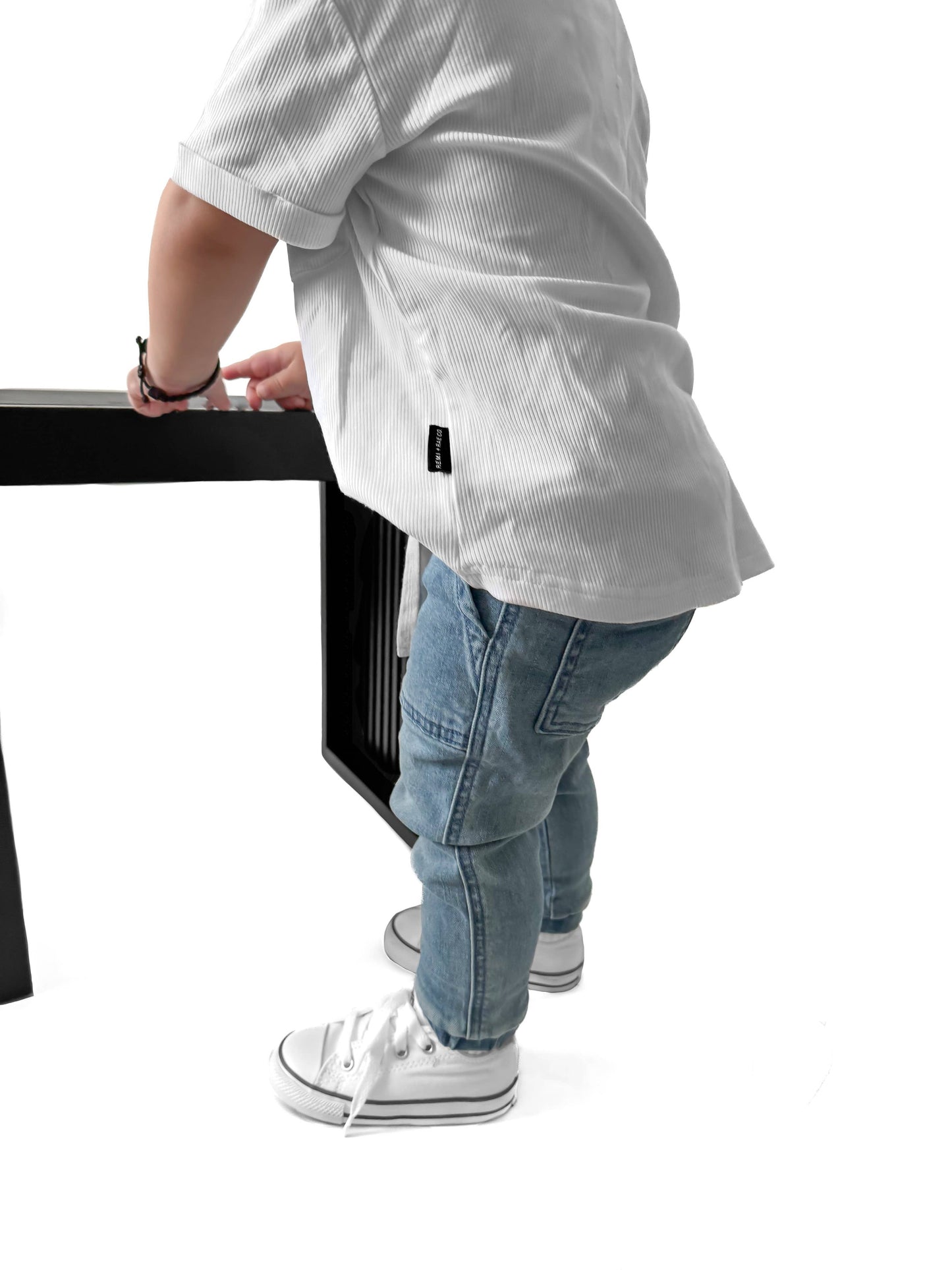 BAMBOO RIBBED BUTTON UP - WHITE: 4T