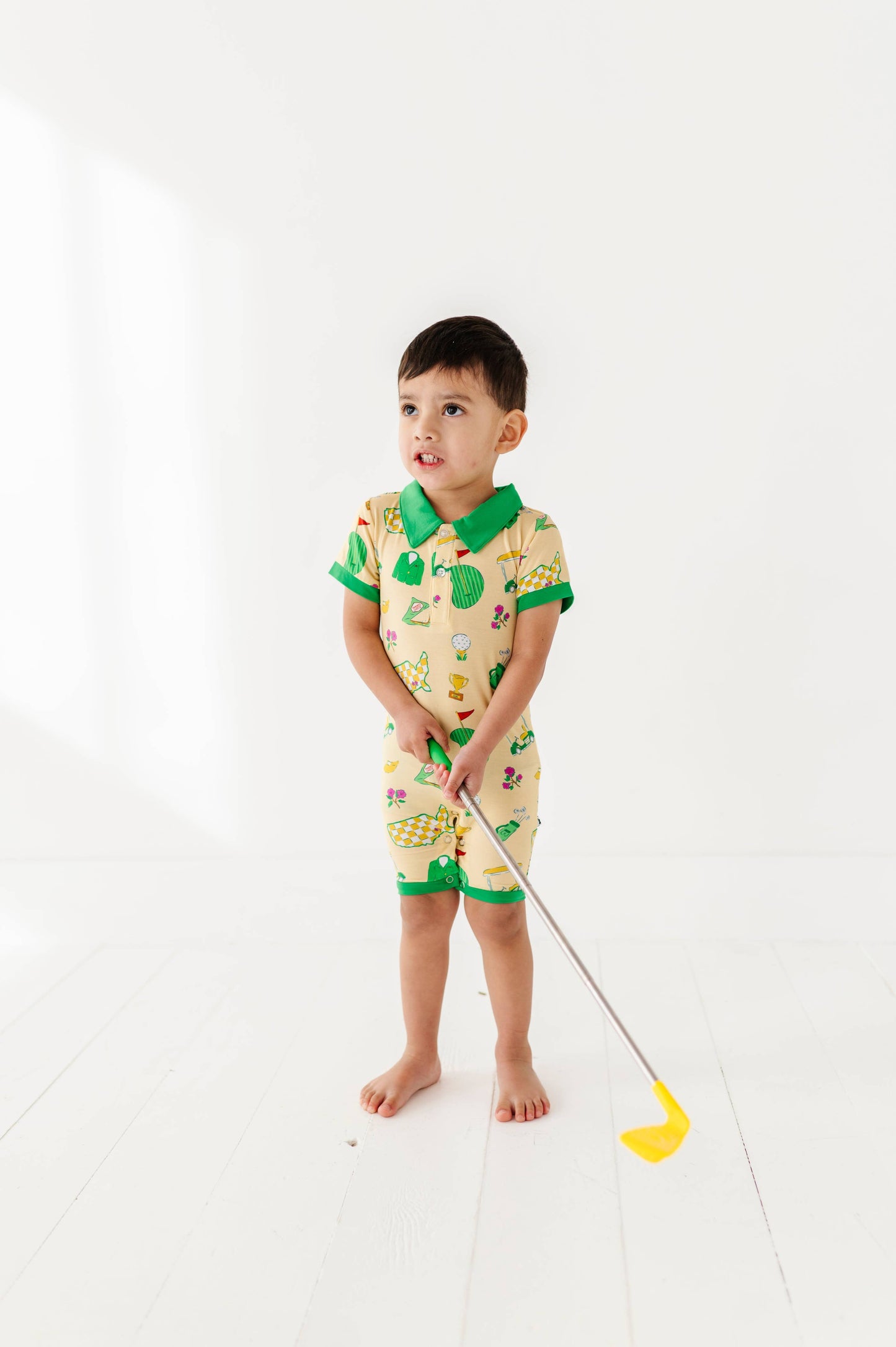 Green Jacket Dreams Collared Shorties: 3-6 Months