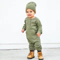 Little Bipsy Waffle Romper- MATCHA