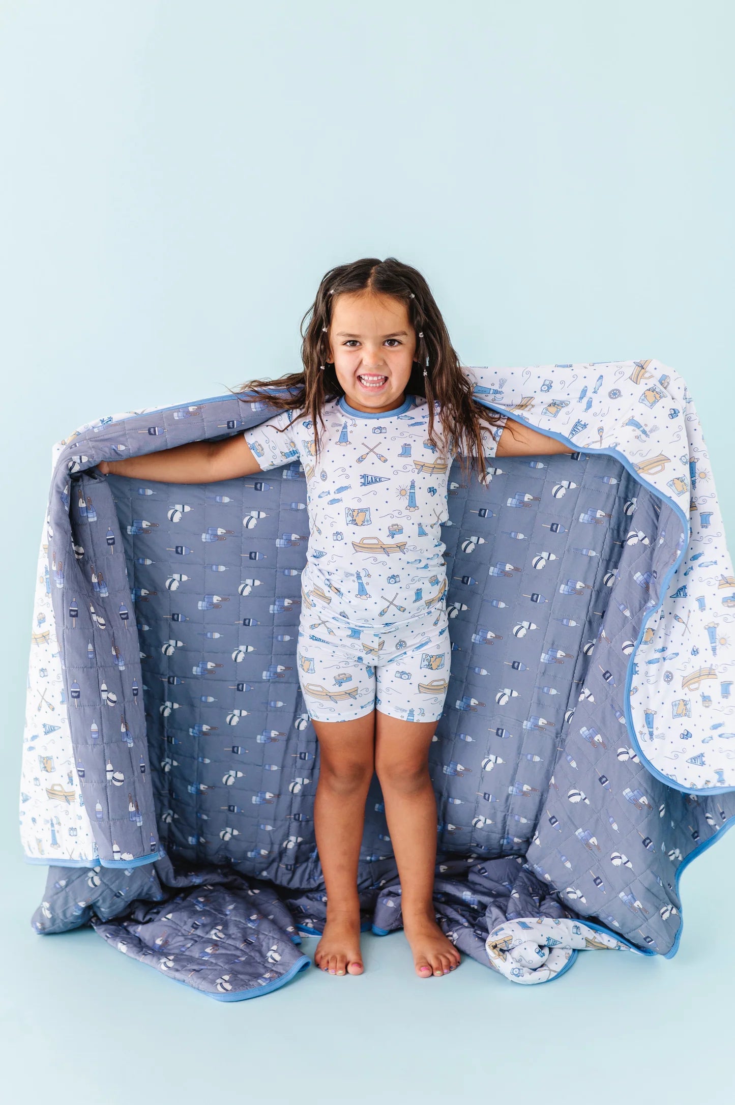 3 Layer Bamboo Blanket- LARGE QUILTED 60X80 1.0 Tog- LAKE IT OR LEAVE IT