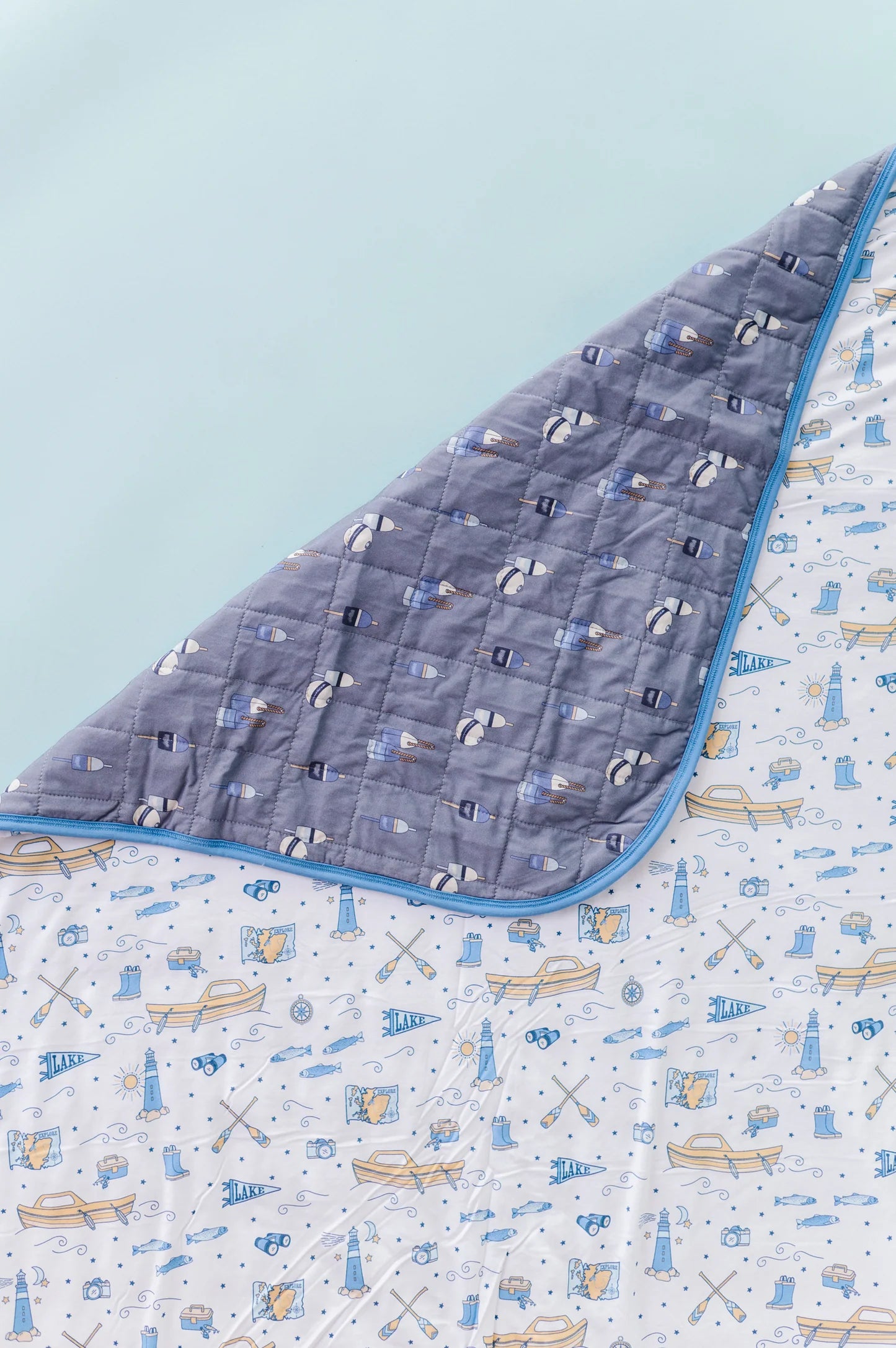 3 Layer Bamboo Blanket- LARGE QUILTED 60X80 1.0 Tog- LAKE IT OR LEAVE IT