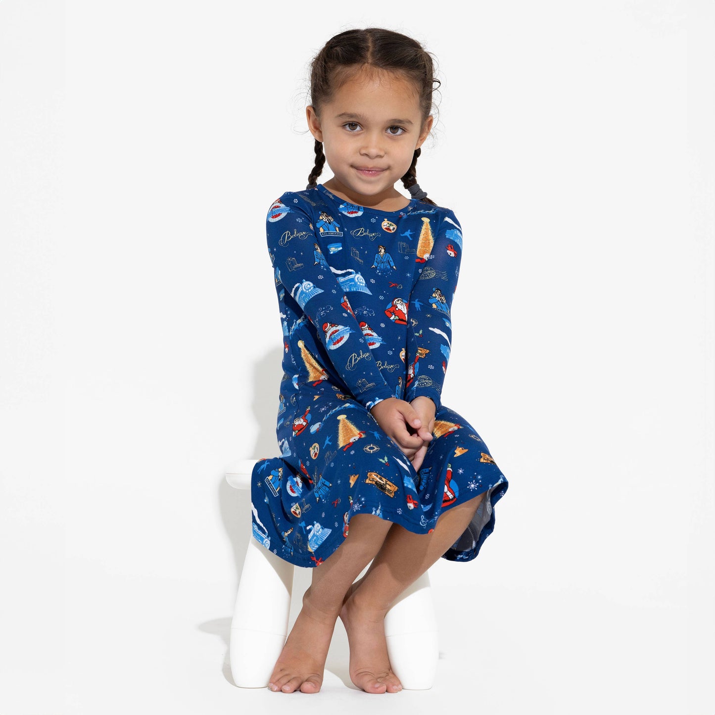 The Polar Express Bamboo Girls' Long Sleeve Dress: 3T