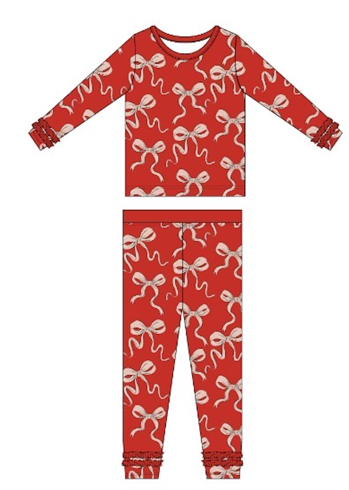 Red Bows Valentine Kids Pajamas: 3T