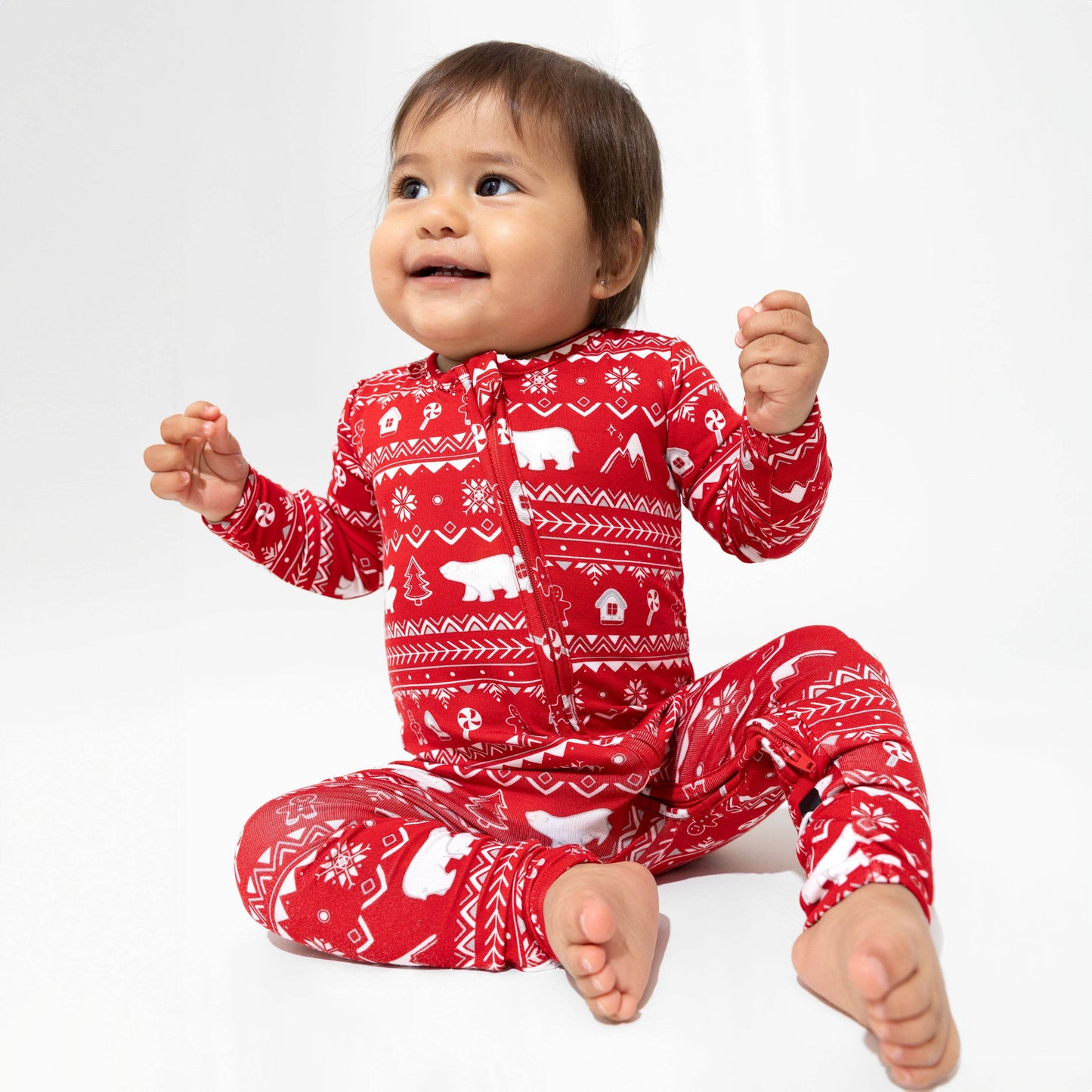 Christmas Pajamas: Polar Isle Red Bamboo Baby Sleepwear: 6-9 Months