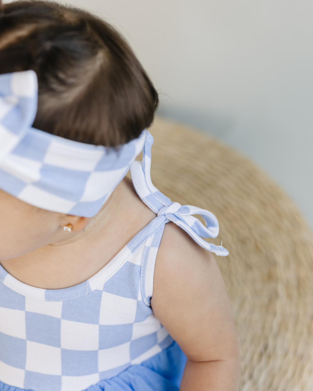Checkered Headband | Blue: One Size