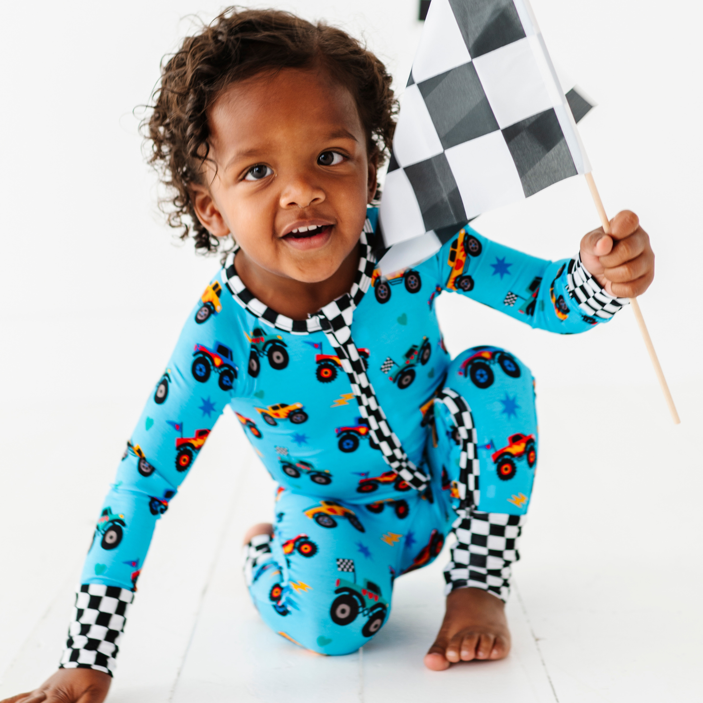 Blue Monster Truck Convertible Footie: 0-3 Months