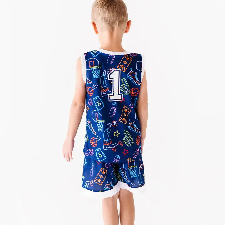 Toddler/Big Kid Jersey Set- NOTHIN' BUT NEON HOOPS