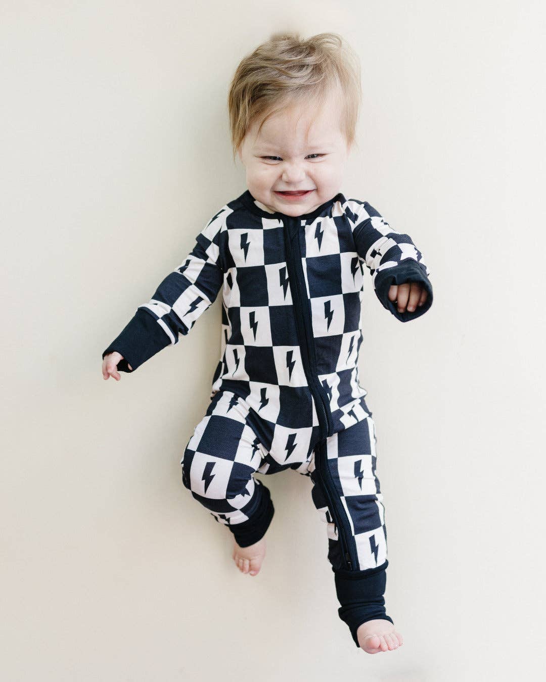 Bamboo Baby Clothing Zip Romper | Checks & Bolts: 12-18M