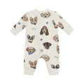 Baseball Collar Romper- VINTAGE PUPPY FACES