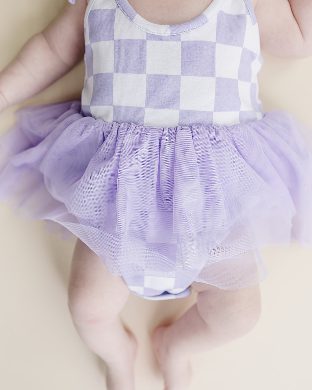 Tutu Romper | Checkered Lavender: 18-24M