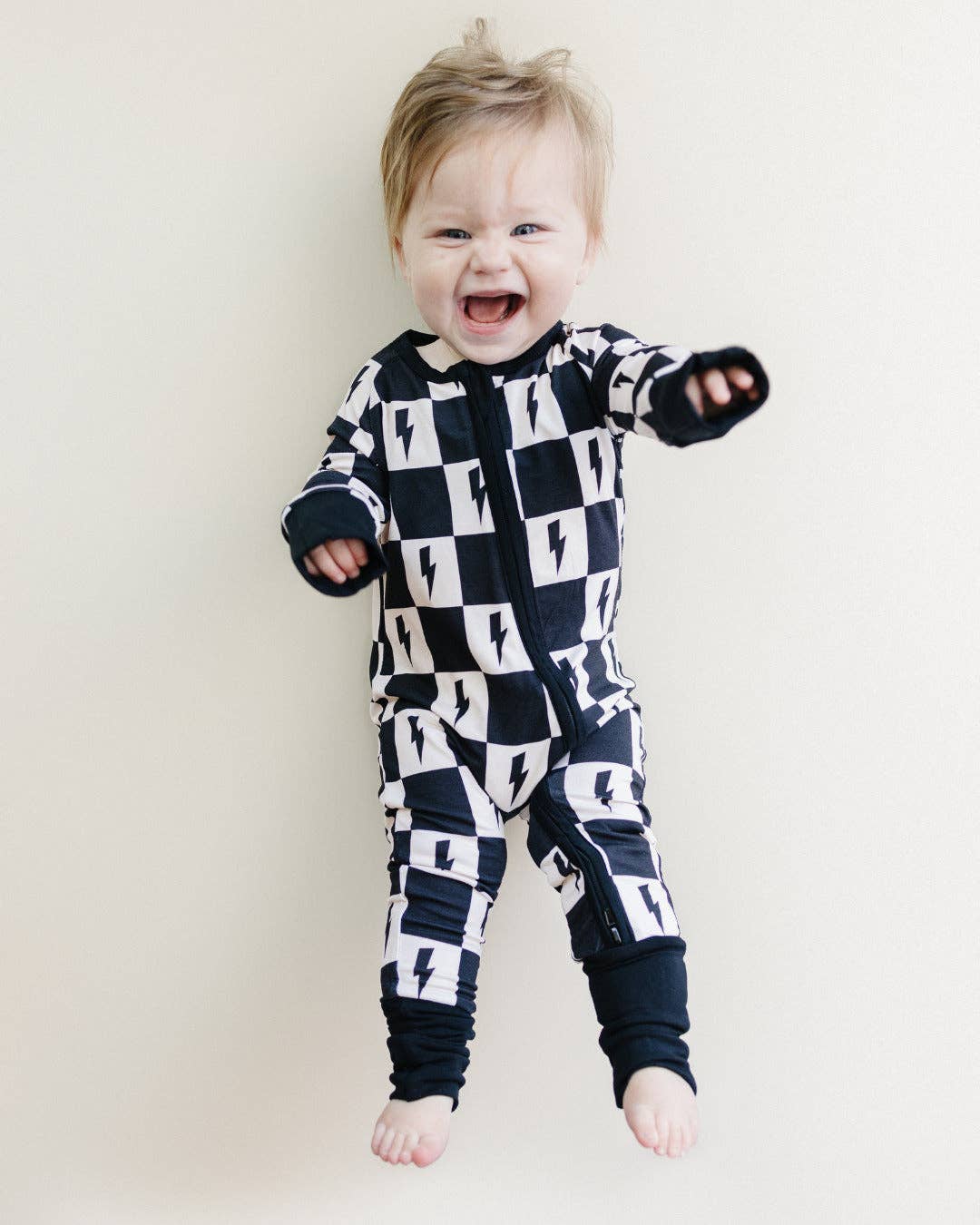 Bamboo Baby Clothing Zip Romper | Checks & Bolts: 12-18M