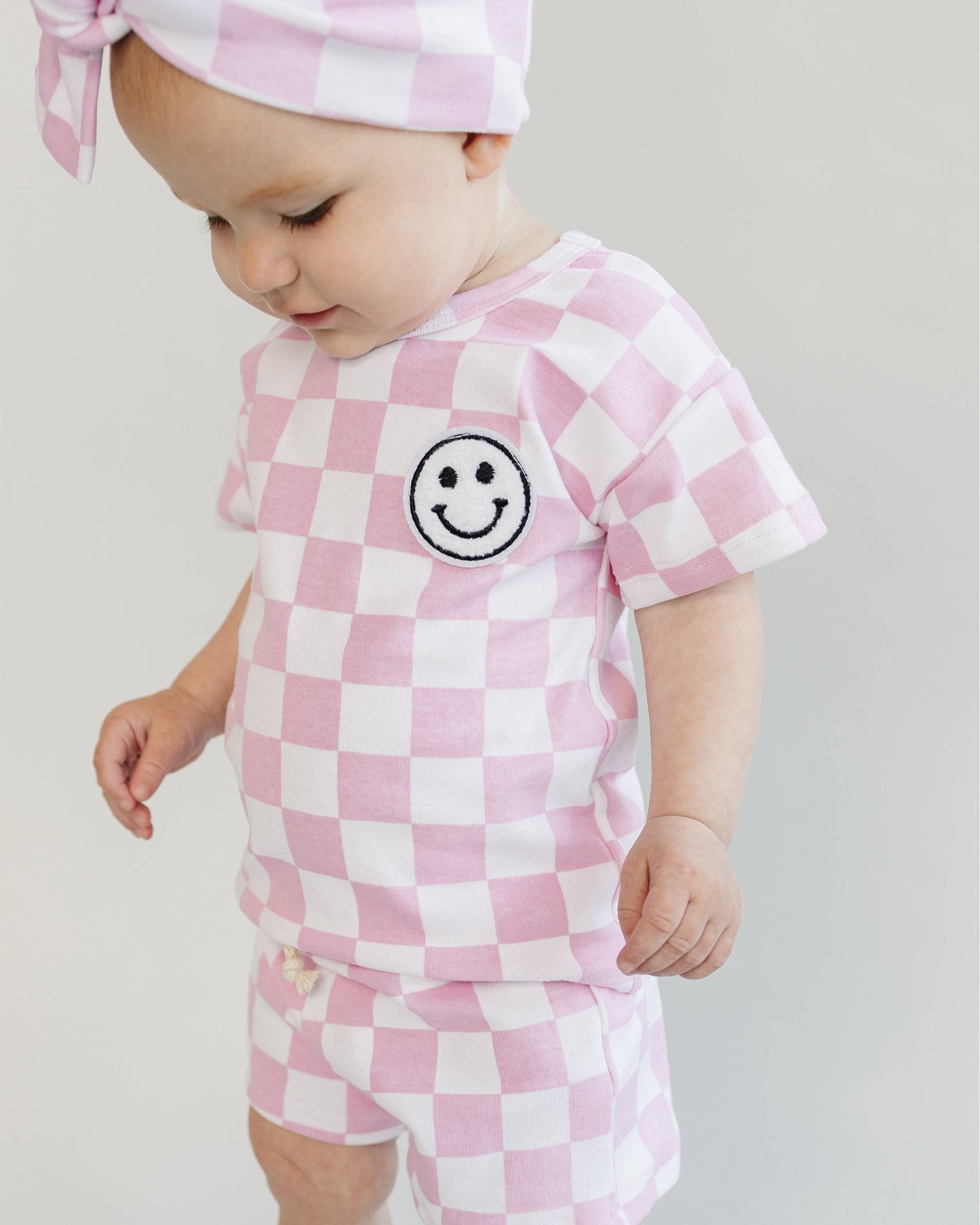 Checkered Shorts Set | Pink: 3T