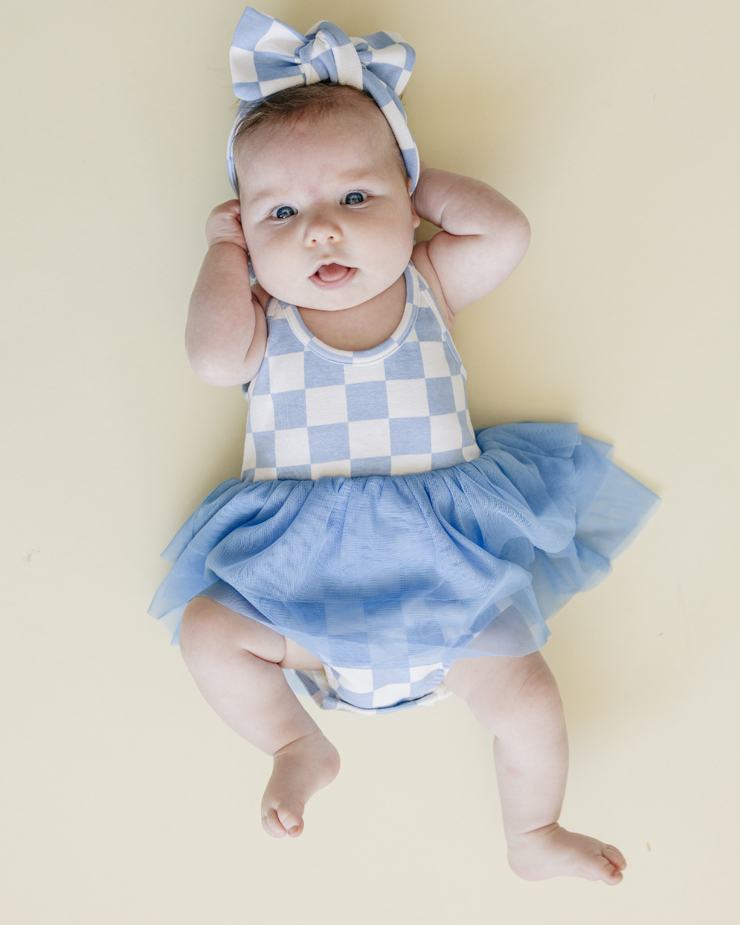 Checkered Headband | Blue: One Size