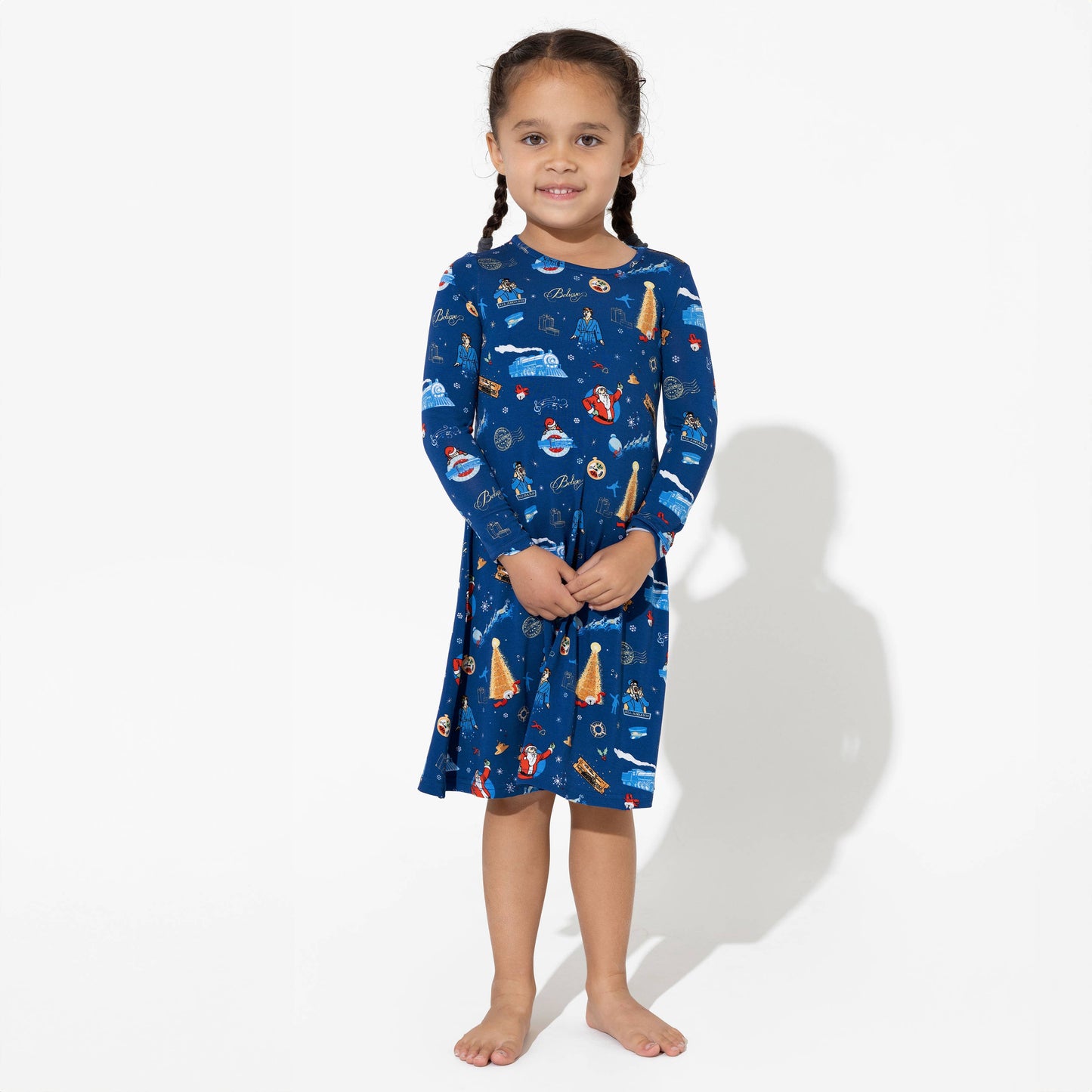 The Polar Express Bamboo Girls' Long Sleeve Dress: 9/10Y