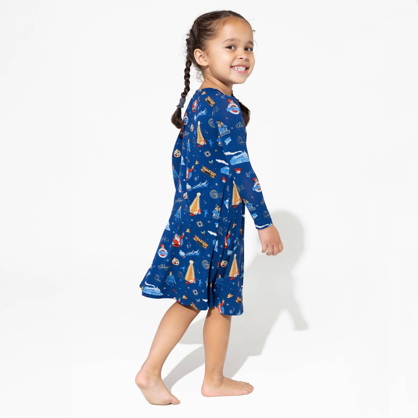 The Polar Express Bamboo Girls' Long Sleeve Dress: 9/10Y
