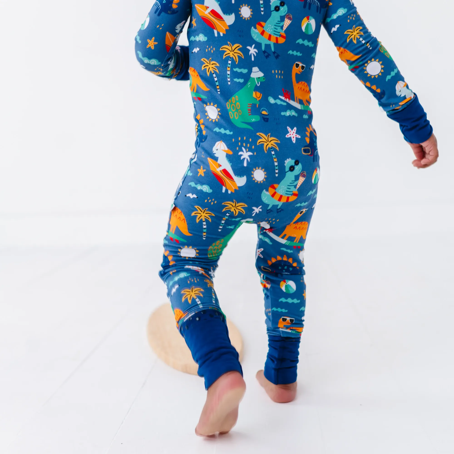 Blue Dino Convertible Footie: 12-18 Months
