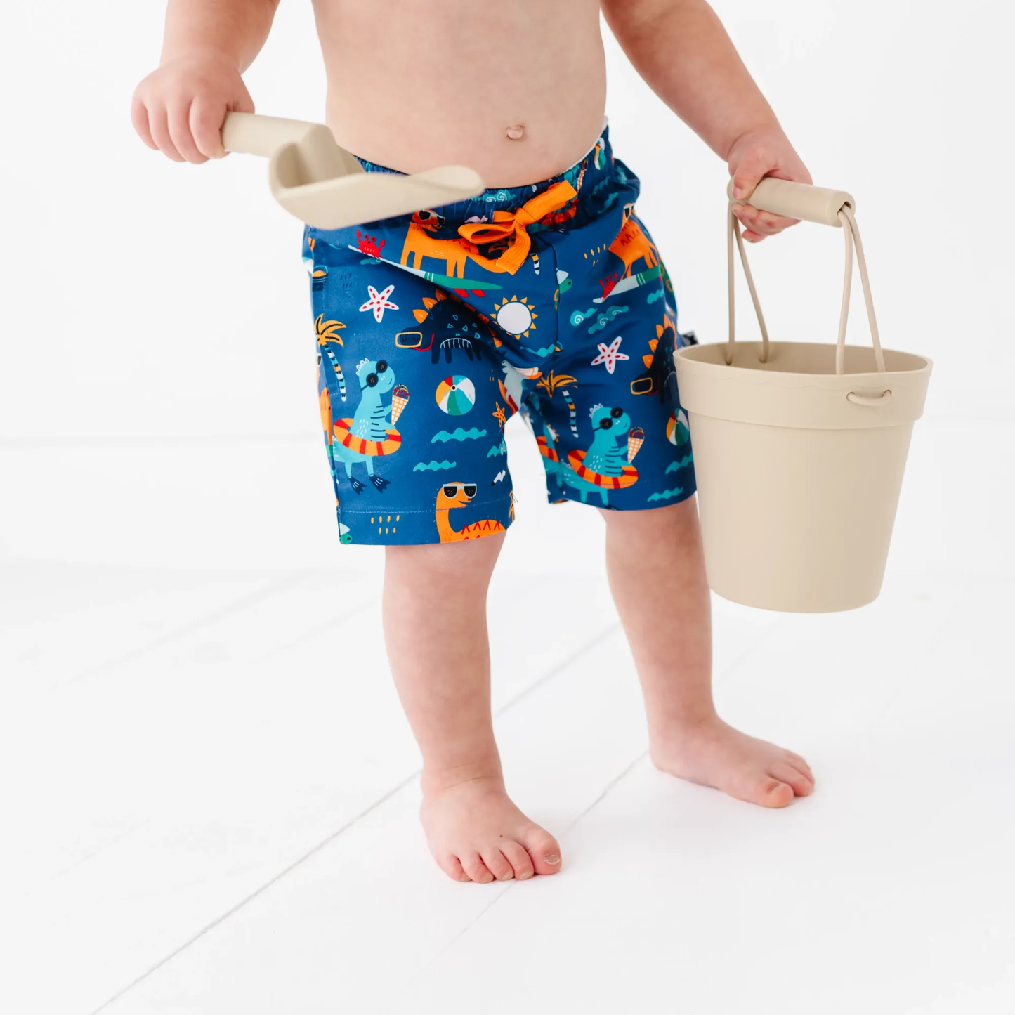 Blue Dino Boys Swim Trunks: 3T