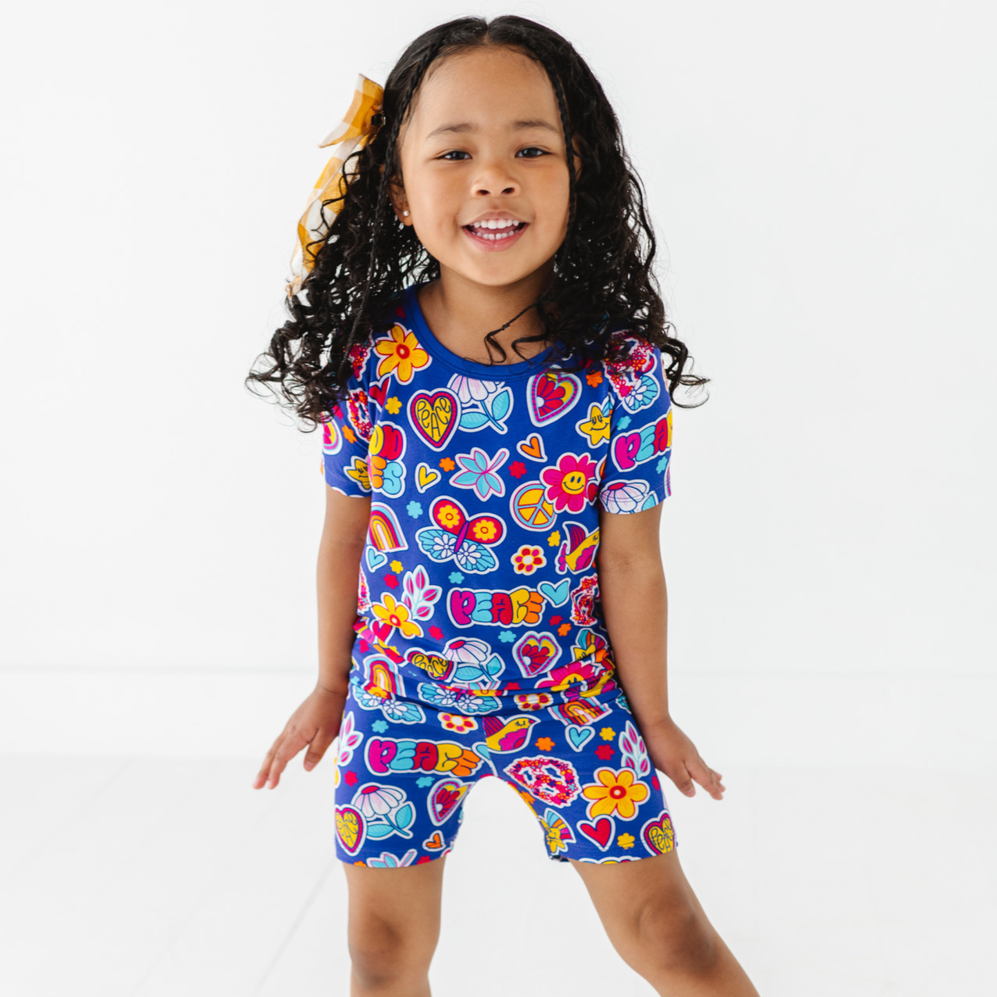 Retro Girl Kids Shorts Pajamas: 3T