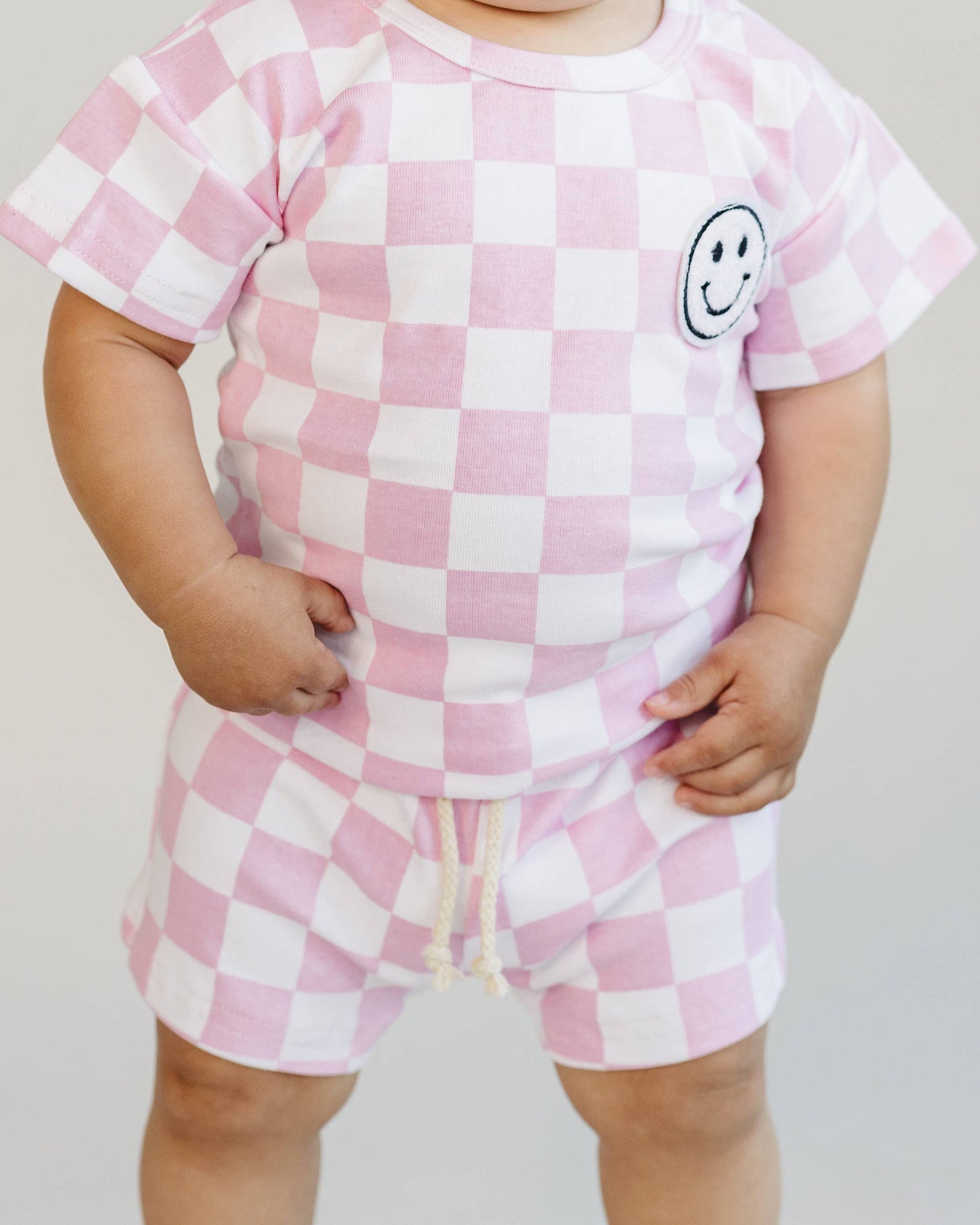 Checkered Shorts Set | Pink: 3T