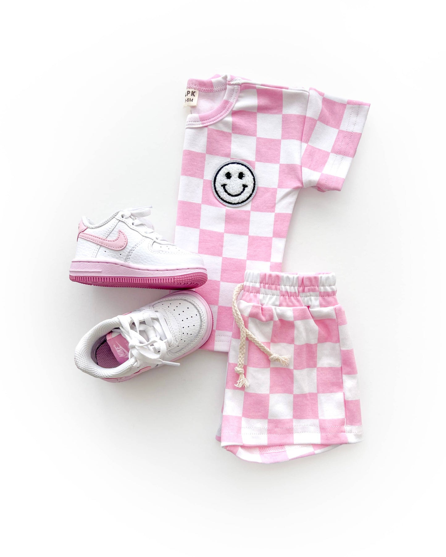 Checkered Shorts Set | Pink: 3T