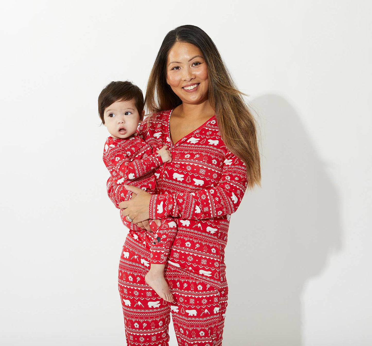 Christmas Pajamas: Polar Isle Red Bamboo Baby Sleepwear: 6-9 Months