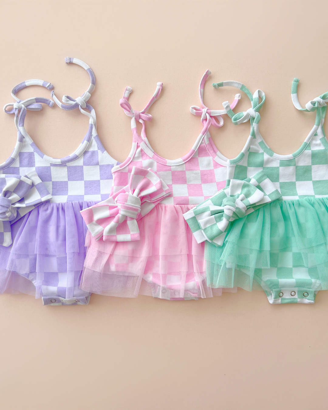Tutu Romper | Checkered Lavender: 18-24M