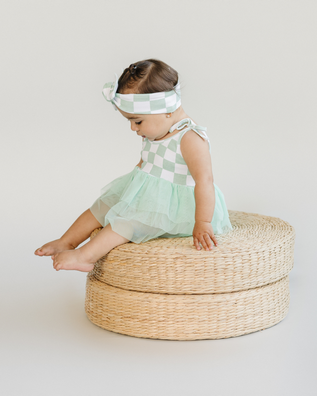 Tutu Romper | Checkered Mint: 12-18M