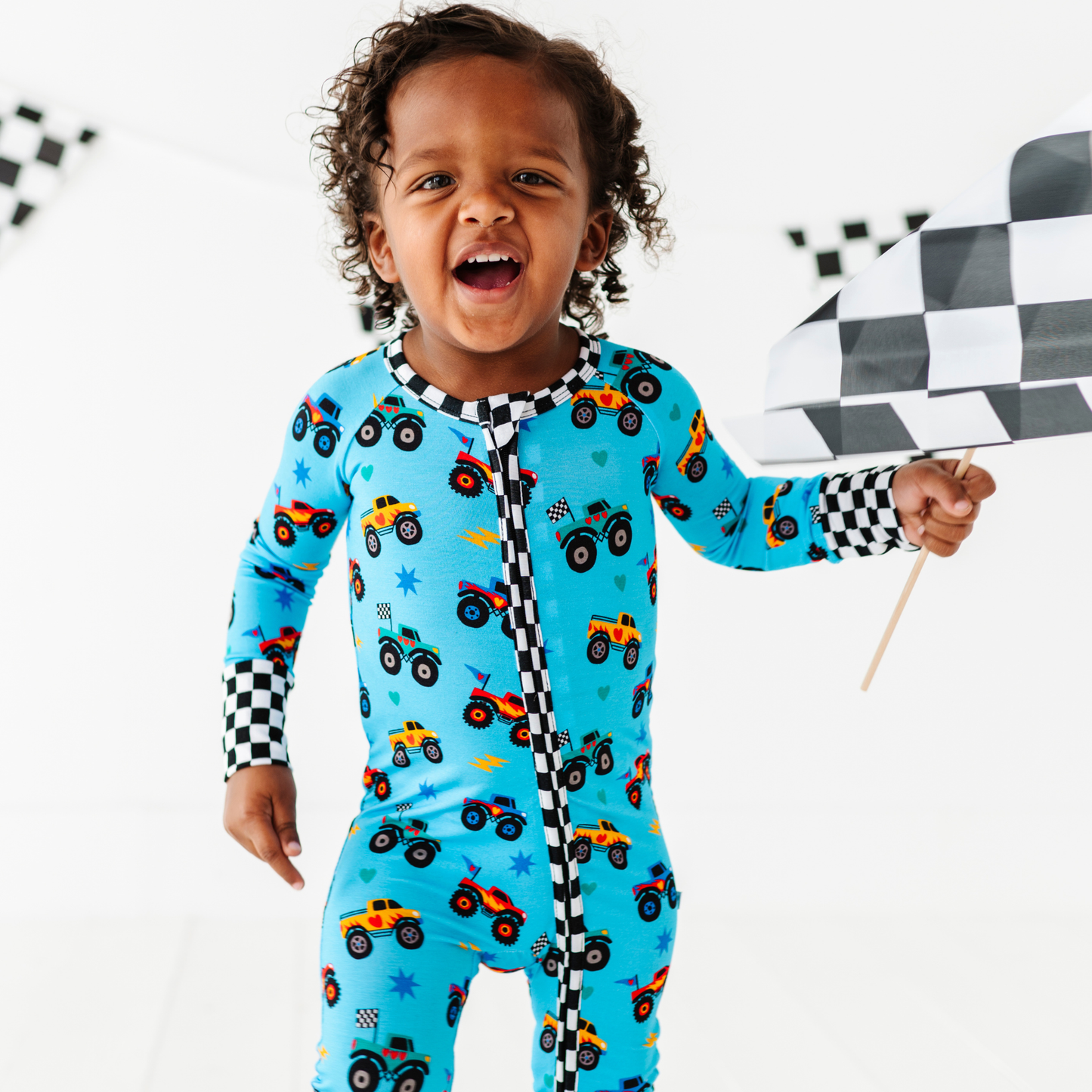 Blue Monster Truck Convertible Footie: 0-3 Months