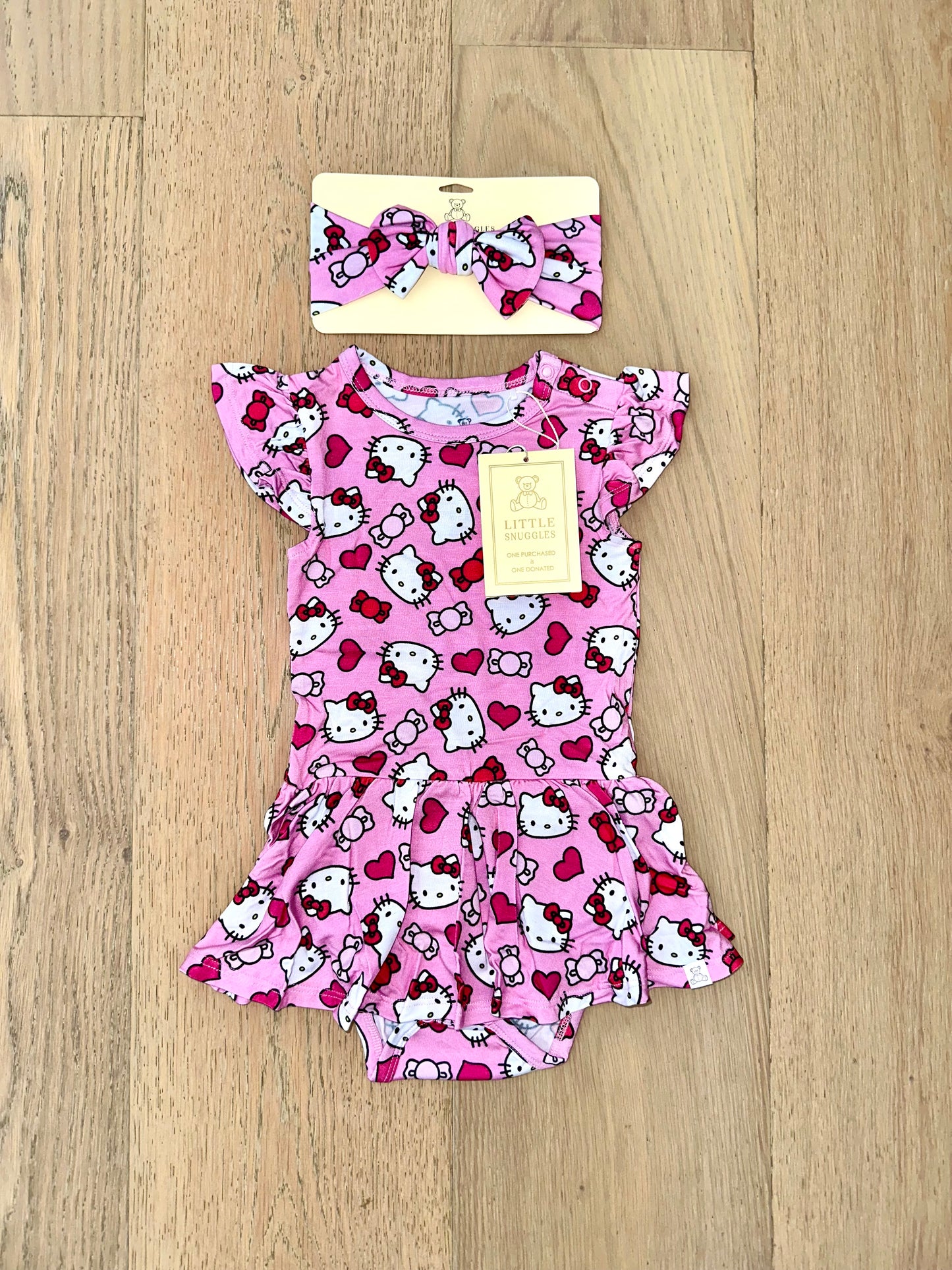 Bamboo Twirl Skirt Bodysuit with Headband (Claire)- SWEET TREAT KITTY