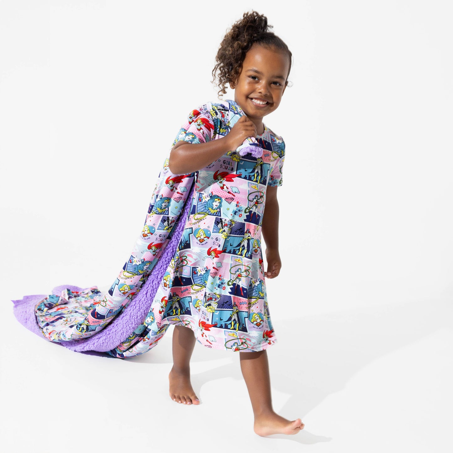 Justice League Heroines Bamboo Short Sleeve Dress: 3T