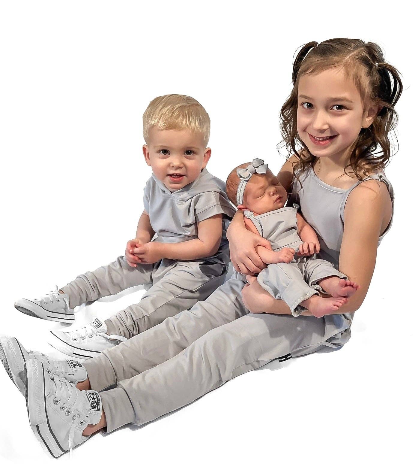 BAMBOO ADJUSTABLE PANTS ROMPER - FROST: 18-24M