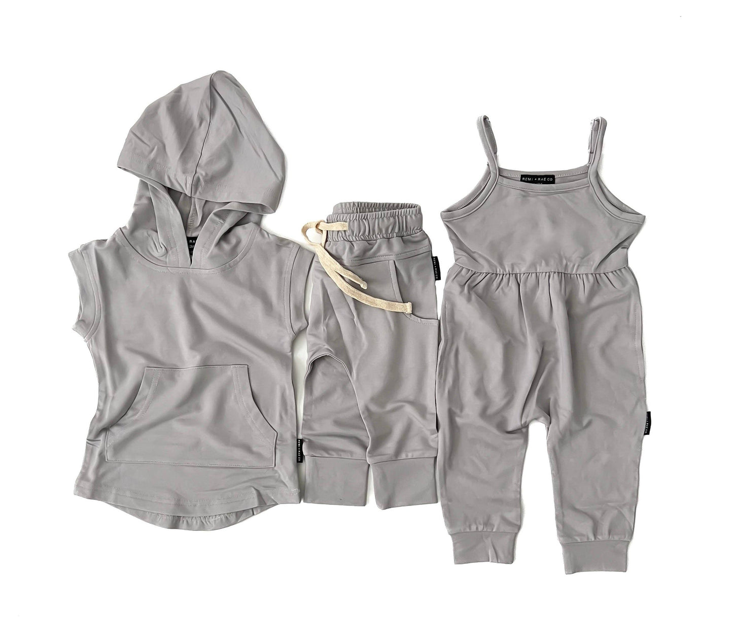 BAMBOO ADJUSTABLE PANTS ROMPER - FROST: 4T