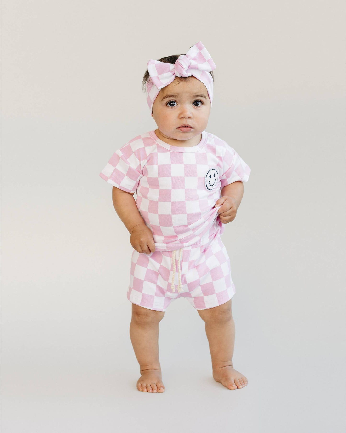 Checkered Shorts Set | Pink: 3T