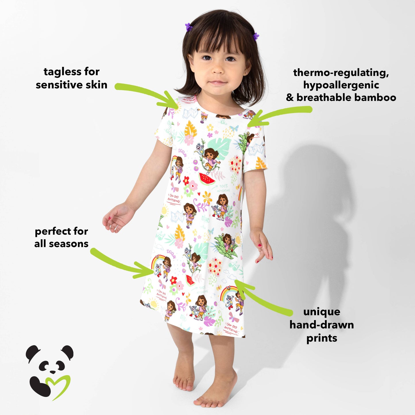 Dora: Tropical Dreams Bamboo Girls' Short Sleeve Dress