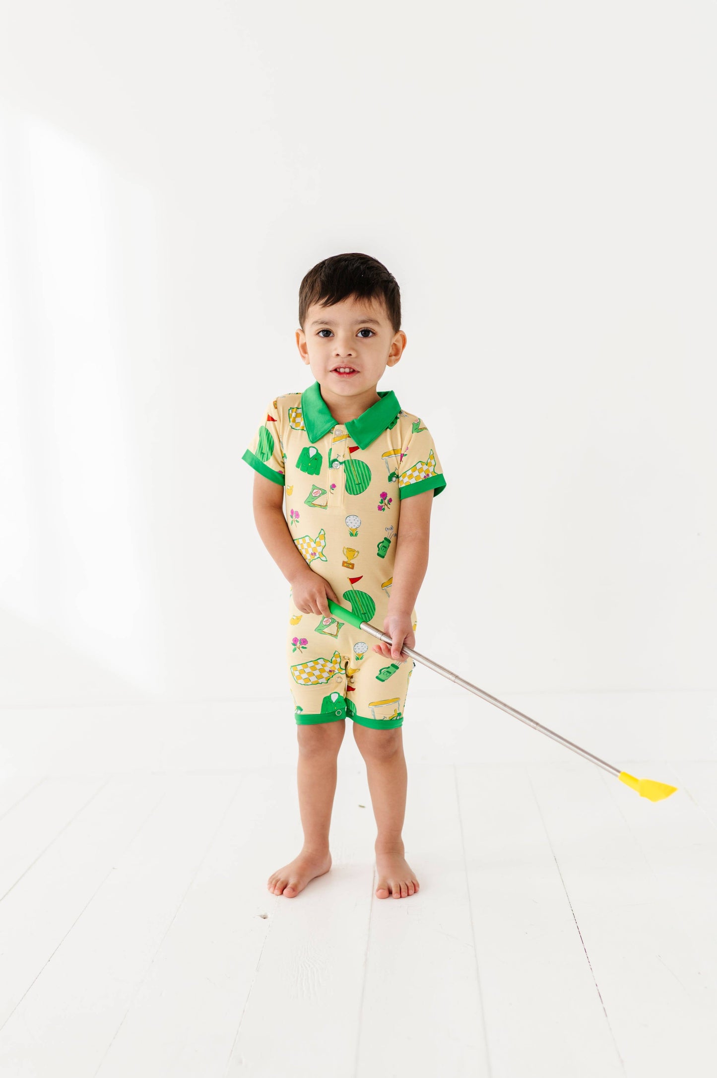 Green Jacket Dreams Collared Shorties: 3-6 Months