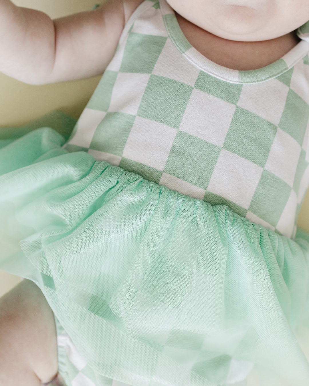 Tutu Romper | Checkered Mint: 12-18M