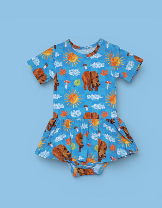 Short Sleeve Twirl Bodysuit- ERIC CARLE BEAR-Y BLUE SKIES