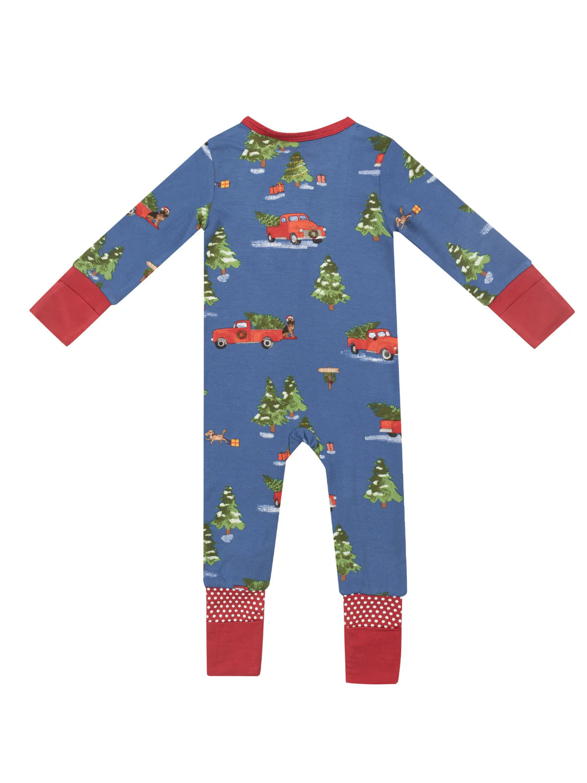 2 Way Zipper Convertible Romper- VINTAGE RED TRUCK