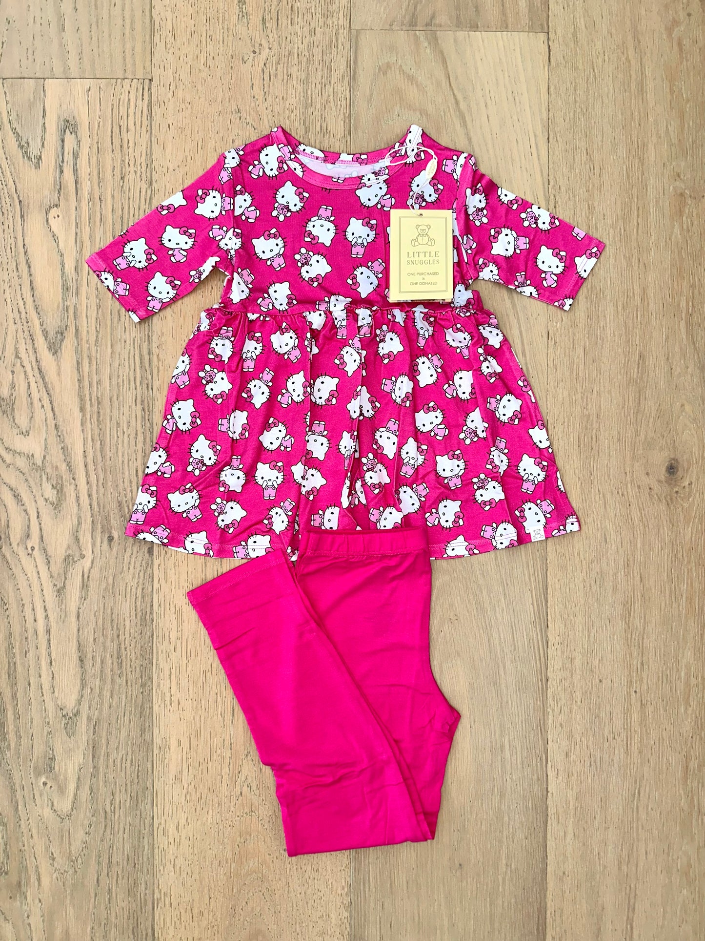 Bamboo Half Sleeve Peplum Set (AVERY)- SPRINKLE DONUTS HELLO KITTY