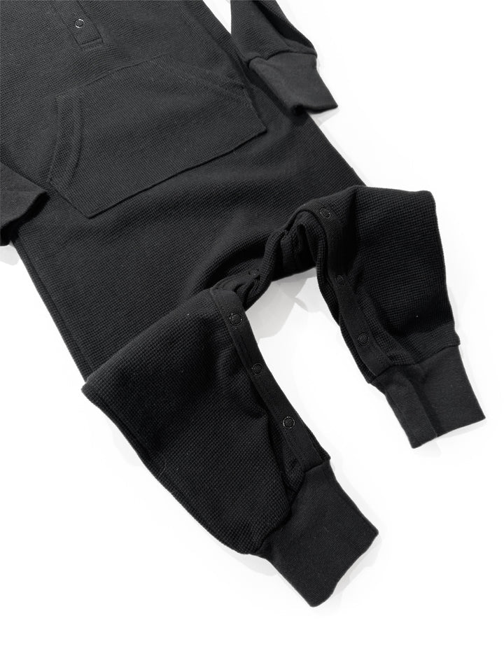 Little Bipsy Waffle Romper- BLACK