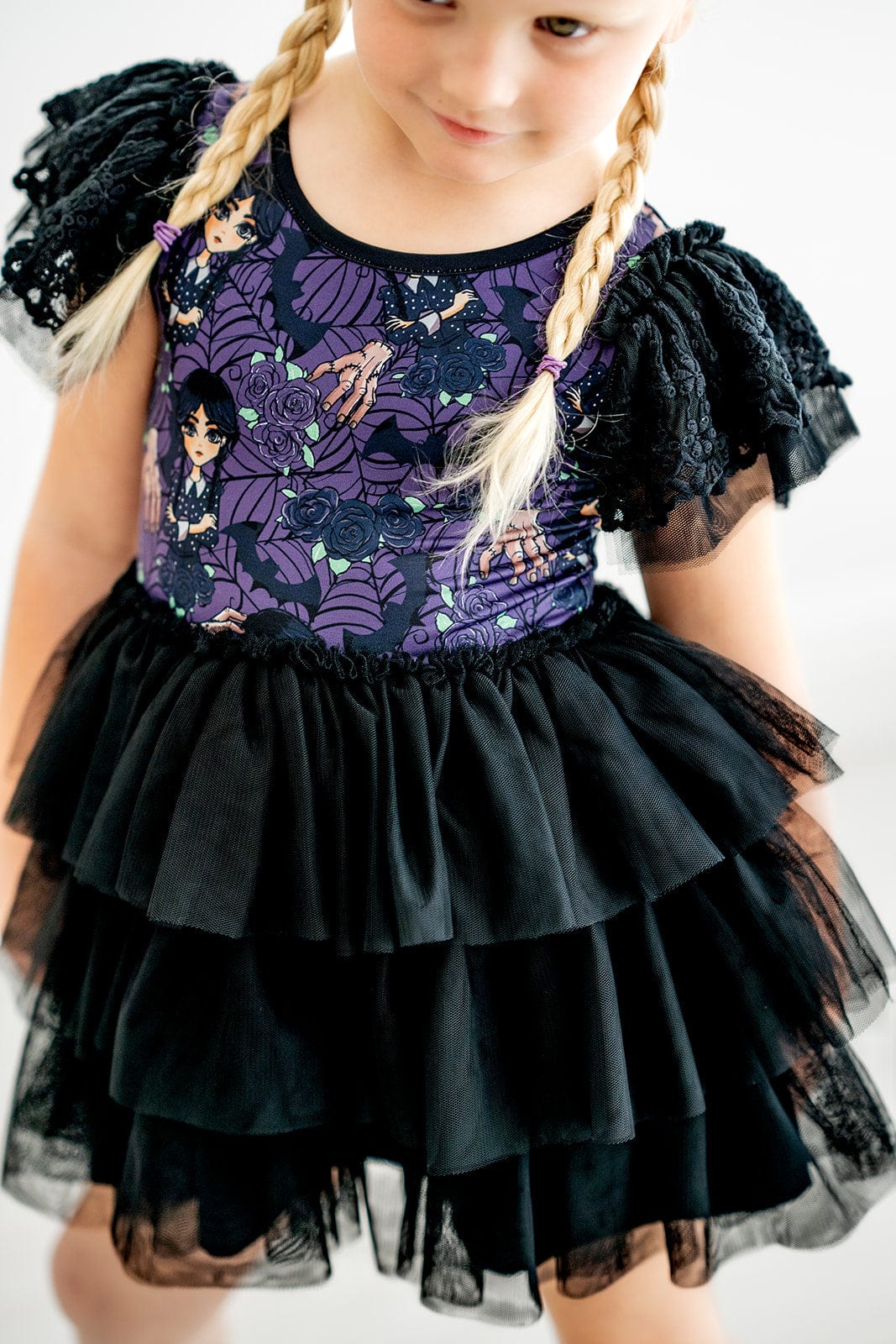 Girls Long Sleeve Bamboo Tiered Tulle Dress-FRIDAY NIGHT WEDNESDAY