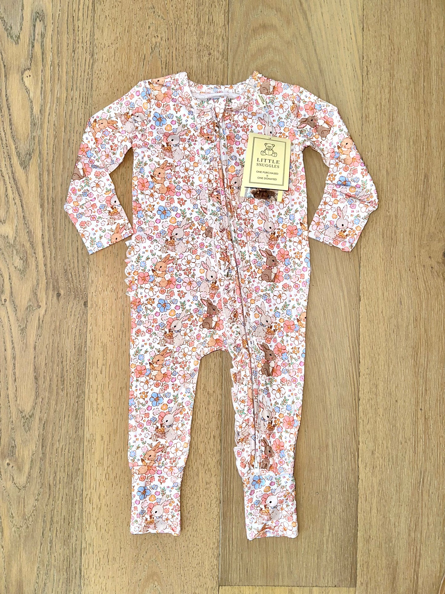Bamboo Ruffle Zipper Romper (IVY)- BLOSSOM BUNNIES